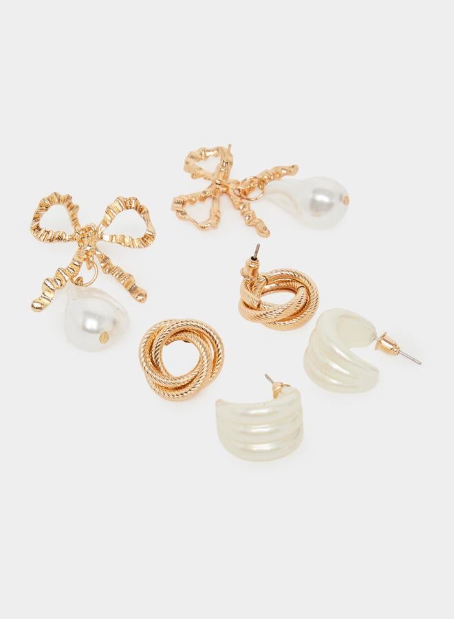 ستايلي طقم أقراط لؤلؤ متدلية من 4 قطع - Image 1